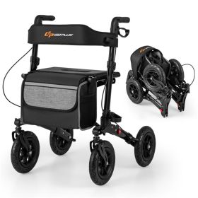308lbs Foldable Rolling Walker: 9" All-Terrain Tires, 7-Level Height (32.1"-38.2"), Wide Seat, Aluminum Frame