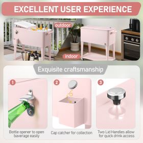 80QT Pink Patio Rolling Cooler