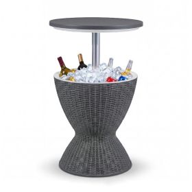 Patio Cooler Bar Table With Height-Adjustable (Type: Beverage Cooler Bar Table, Color: Gray)