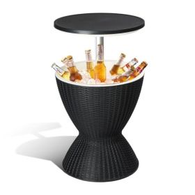 Patio Cooler Bar Table With Height-Adjustable (Type: Beverage Cooler Bar Table, Color: Black)
